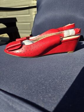 Red Slingback Wedge Heels